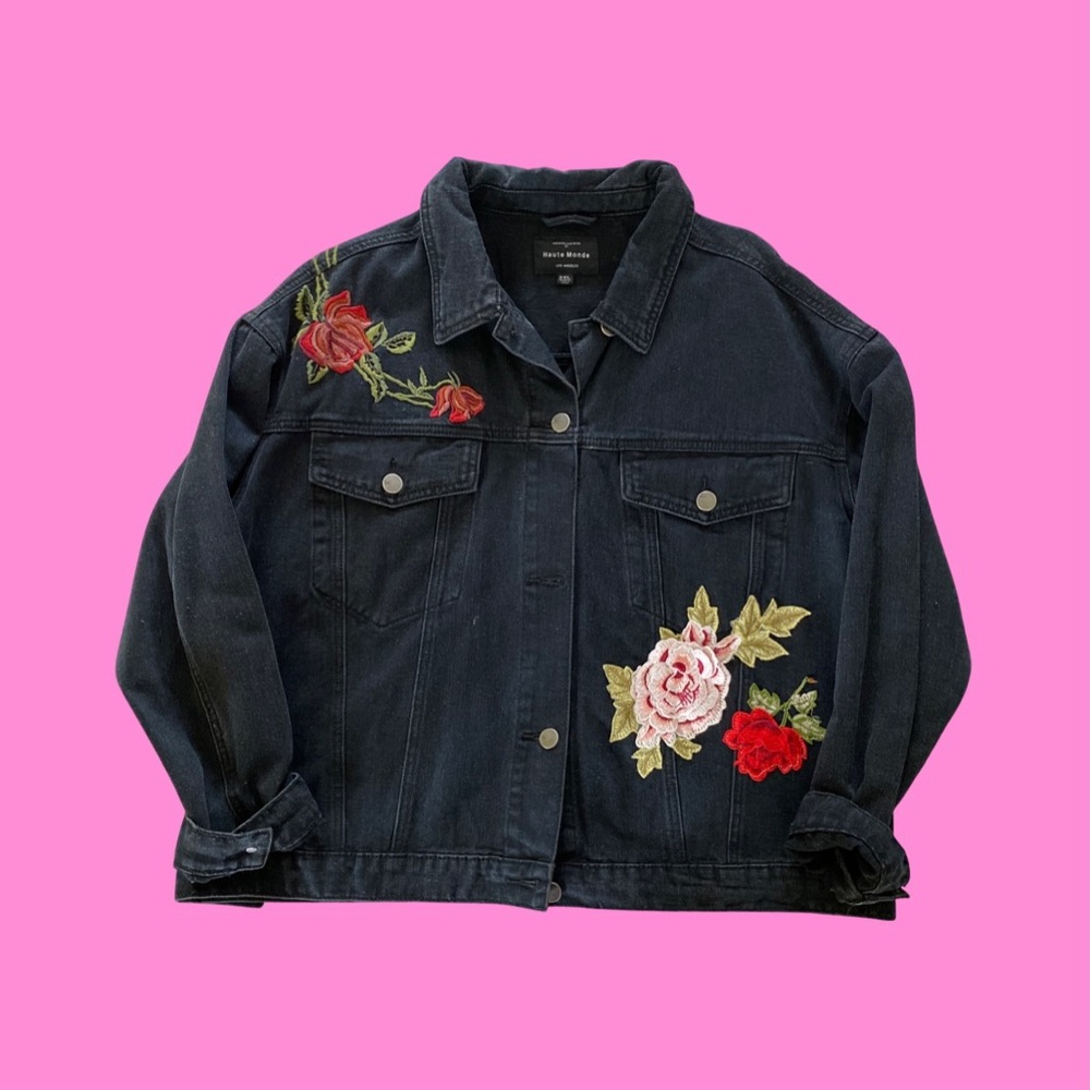 SOLD ON VINTED// Rose Denim Jacket 🥀